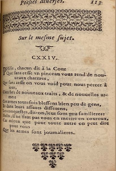BREBEUF (Georges de). Poésies diverses. Imprimées à Rouen [par L. Maurry] et se vendent...