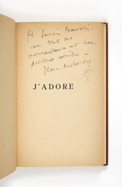COCTEAU, Jean] - DESBORDES, Jean. J’adore. Préface de Jean Cocteau. Grasset 1928...