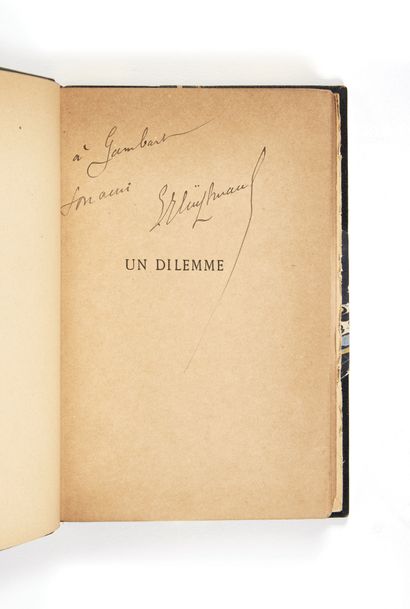 HUYSMANS, Joris-Karl. Un dilemme. Paris Tresse et Stock, 1887; in-8 blue half-maroquin...