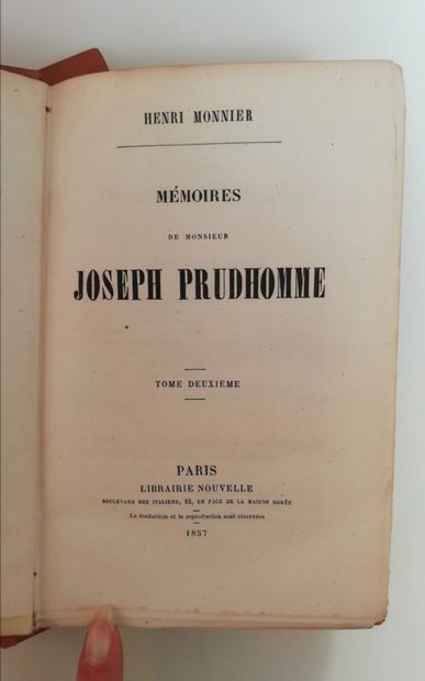 MONNIER, Henri. Memoirs. Joseph Prudhomme. Paris Librairie Nouvelle, 1897; 2 volumes...