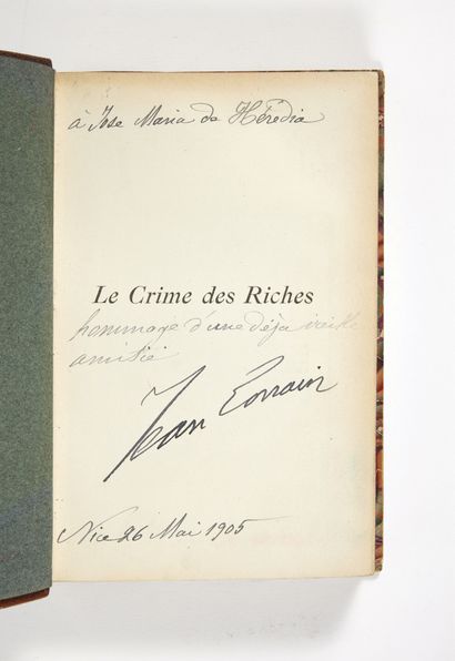 LORRAIN, Jean. Le crime des riches. Pierre Douville, Paris 1905; in-12 half havana...