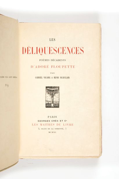 FLOUPETTE, Adoré. Les Déliquescences. (Byzance, Lion

Vanné 1885) seconde édition,...