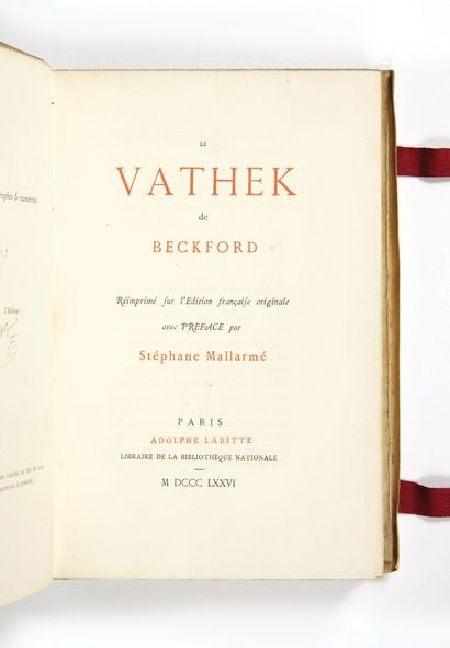 MALLARMÉ, Stéphane - BECKFORD, William. Beckford's Vathek reprinted from the original...