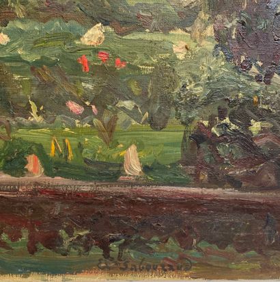 null Emile Sabouraud (1900-1996) My garden Saint-Ouen les Vignes summer 1941 Oil...