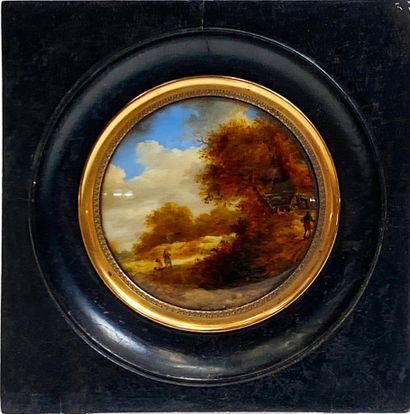 null Ecole Française du XIXe siècle Paysage miniature D_8 cm