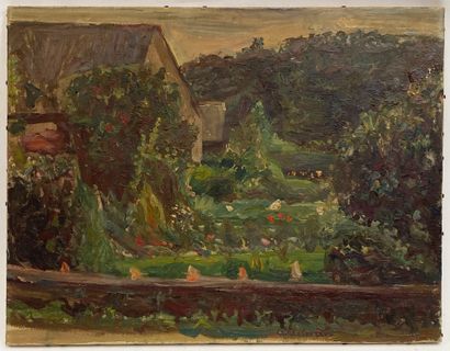 null Emile Sabouraud (1900-1996) My garden Saint-Ouen les Vignes summer 1941 Oil...