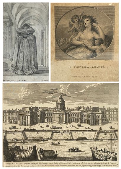 null Lot de 3 gravures comprenant : Le pouvoir de la beauté d'après Cipriani, une...