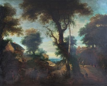 null ATTRIBUÉ À LODEWIJK DE VADDER (1605-1655) 

Paysage animé 

Panneau. 

H_49...
