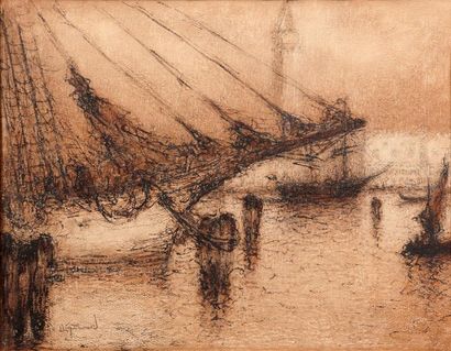 LUCIEN LEVY-DHURMER (1865-1953) Vue de Venise Encre et aquarelle sur papier. Signée...