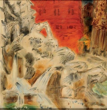 ANDRE MASSON (1896-1987) Une place à Rome, 1953 Huile sur toile. Signée en bas à...