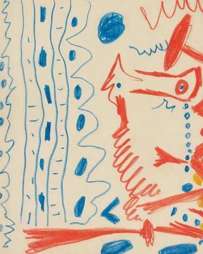 PABLO PICASSO (1881-1973) Portrait à la tache jaune, 1965 Dessin au pastel sur papier....