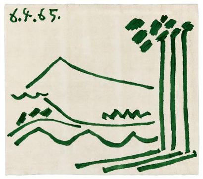 PABLO PICASSO (1881-1973) Untitled Tapis en laine. Signé au dos. Marie Cuttoli et...