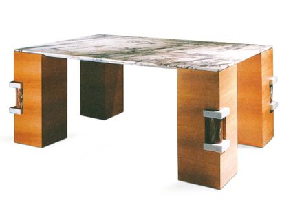 null Importante table modèle Francoforte à plateau rectangulaire en marbre blanc...