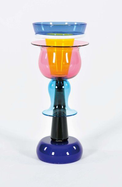 null vase "imera"en verre soufflé, collé, violet, noir, rose, bleu, jaune, transparent....