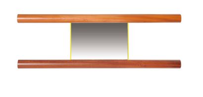 null miroir "ambuJa" de forme rectangulaire compris entre deux large tubes en bois....
