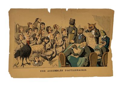 null Edmond Lavrate (1829-1888) Une assemblée d'actionnaires Lithographie (accidents)....