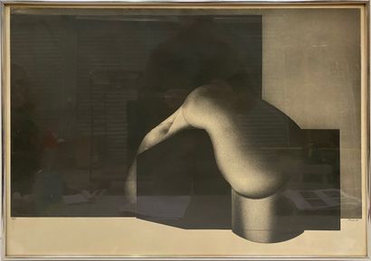 null ** Christian Fossier (1943 - 2013) Composition en noir et blanc Lithographie...