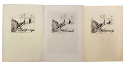 null Ensemble d'oeuvres sur papier comprenant cinq oeuvres après Eugène Lami en noir...