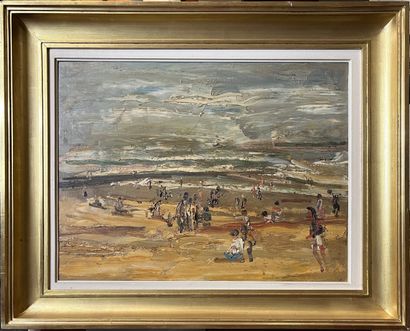 null ** Paul Maas (1890-1962) Vue de plage Huile sur toile H_39,5 cm L_49 cm