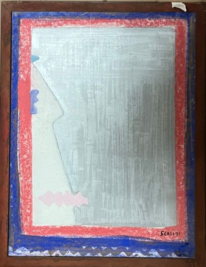 null Scali Composition abstraite Pastel sur papier 1991 H_60 cm L_45 cm (à vue)