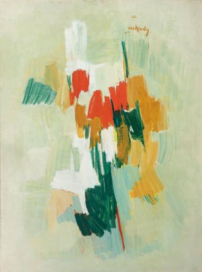 Moshe Mokady (1902-1975) Composition, 1962 Huile sur toile. Signée et datée en haut...