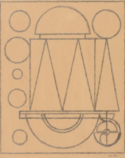 Auguste Herbin (1882-1960) Composition géométrique Crayon sur papier. Signé en bas...
