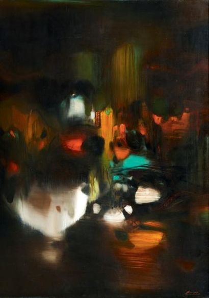 Chu Teh-Chun (né en 1920) Lumière de la nuit, 1976 Huile sur toile. Signée en bas...