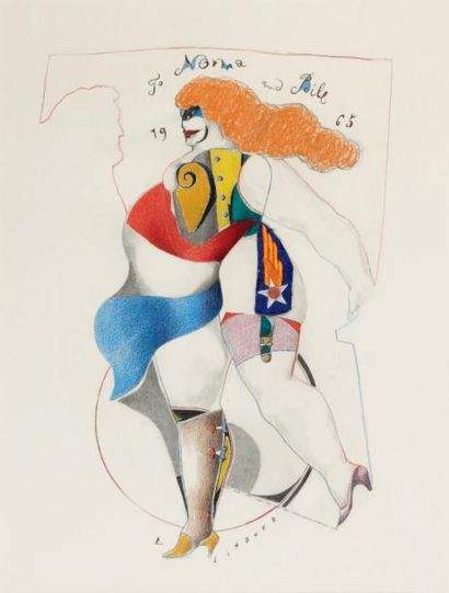 Richard Lindner (1901-1978) To Norma and Bill, 1965 Mine de plomb, crayons de couleurs...