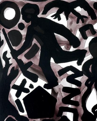 A.R. Penck (né en 1939) Front, 2007 Acrylique sur toile. Signée en bas à droite....