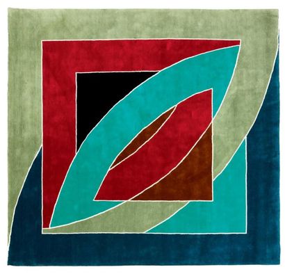 Frank Stella (né en 1936) Composition géométrique Tapis en laine Signée et numérotée...
