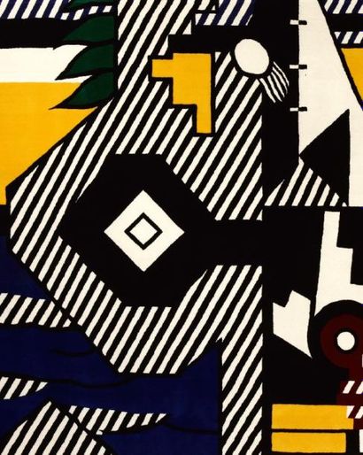 Roy Lichtenstein (1923-1997) Untitled Tapis en laine. Signé au dos. Charles E. Slatkin...