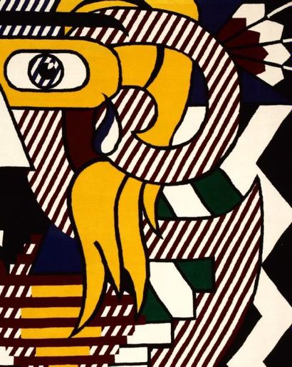 Roy Lichtenstein (1923-1997) Untitled Tapis en laine. Signé au dos. Charles E. Slatkin...
