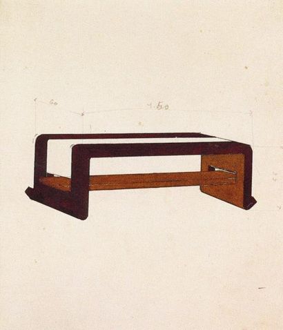 PIERRE-ÉMILE LEGRAIN (1888-1929) D'une collection particulière Table basse Chêne,...