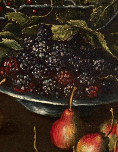 BLAS DE LEDESMA (? VERS 1580 -? VERS 1640) Nature morte aux champignons et fruits...