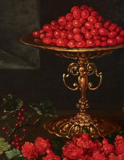 BLAS DE LEDESMA (? VERS 1580 -? VERS 1640) Nature morte aux champignons et fruits...