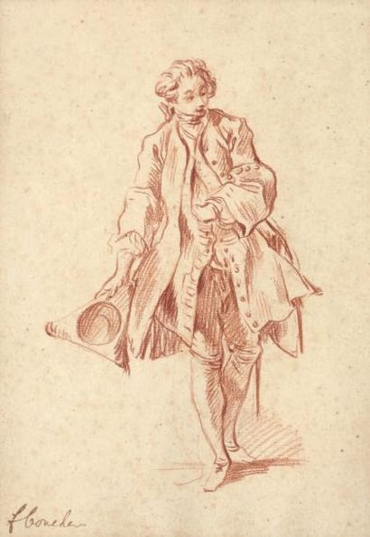FRANÇOIS BOUCHER (1703 - 1770) Etude pour «le médecin malgré lui» Sanguine (rousseurs)....
