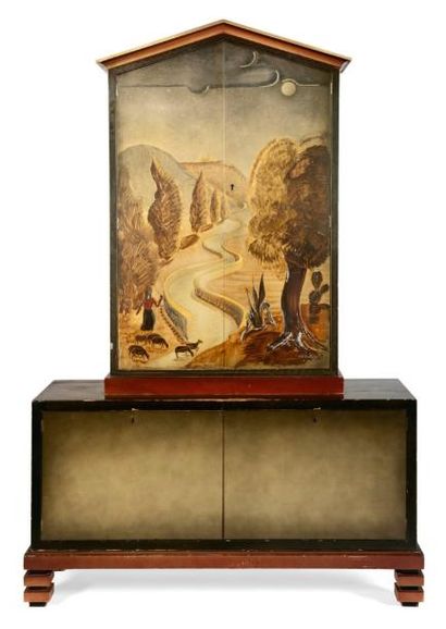 OTTO WRETLING (1911-1973) Cabinet en bois peint Painted wood cabinet Edition Otto...