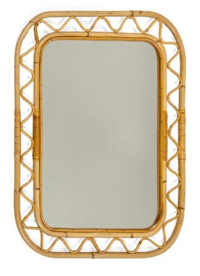 JOSEF FRANK (1885-1967) Miroir en bambou Mirror in bamboo Circa 1940 H_80 cm