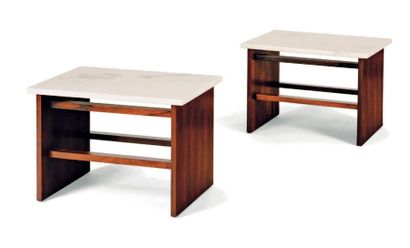 Munis & Alexandre Zilberberg - 1965 Paire de tables de chevets-édition Celina 


Palissandre-Marbre
H_43...