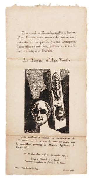 null Le temps d'Apollinaire. Affichette d'exposition pliee en 3, illlustree par G....