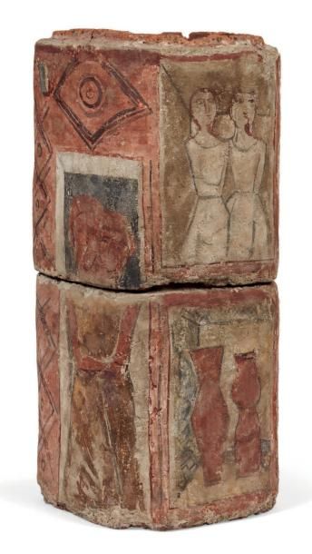 MASSIMO CAMPIGLI (1895-1971) L'abbraccio Sculpture en deux éléments. Peinture sur...