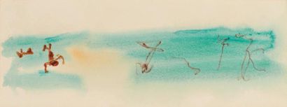 HENRI MICHAUX (1899-1984) Sans titre Aquarelle sur carton. Signée en bas à droite....