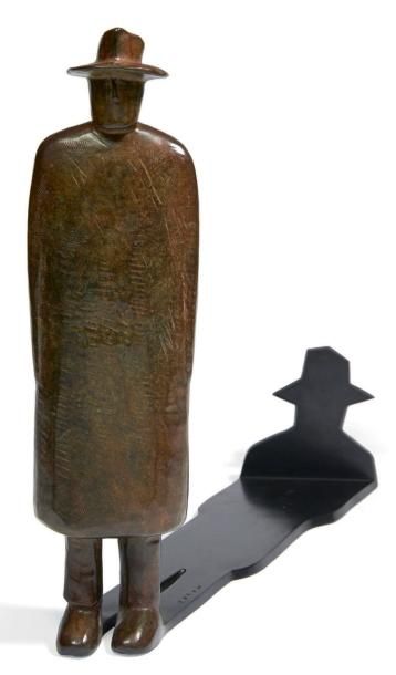 JEAN-MICHEL FOLON (1934-2005) L'homme et son ombre Epreuve en bronze. Signée et numérotée...