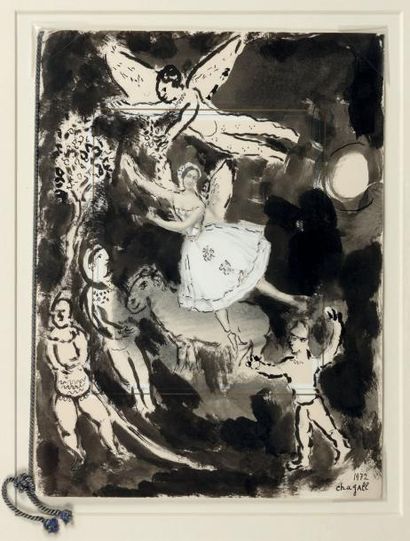 CHAGALL (1887-1985) La Danseuse, 1972 Encre sur papier. Signée et datée en bas à...
