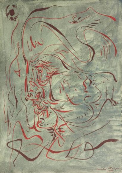 ANDRÉ MASSON (1896-1987) Tête de Vieillard, 1944 Gouache sur papier. Signée et datée...