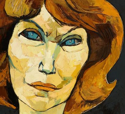 OSWALDO GUYASAMIN (1919-1999) Portrait de Danielle Mitterrand, 1988 Huile sur toile...