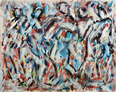 HENRI GUEDON (1944-2006) Composition, 1982 Huile sur toile Signée et datée en bas...