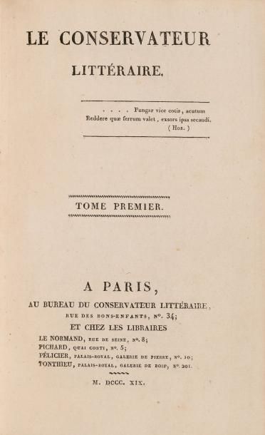 [HUGO, Victor] Le Conservateur littéraire. Paris, Bureau du Conservateur littéraire,...