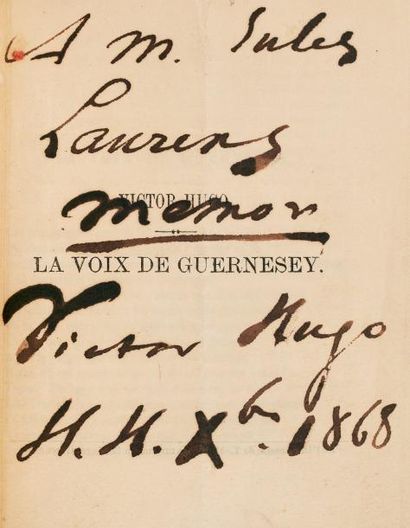 HUGO, Victor La voix de Guernesey. Guernesey, Imp. T.-M. Bichard, s.d. (1867). In-16...