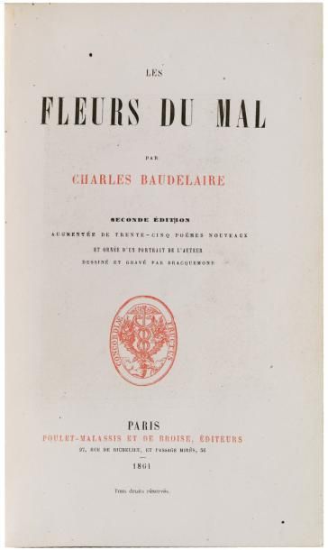 BAUDELAIRE, Charles Les Fleurs du mal... Seconde édition. Paris, Poulet-Malassis...